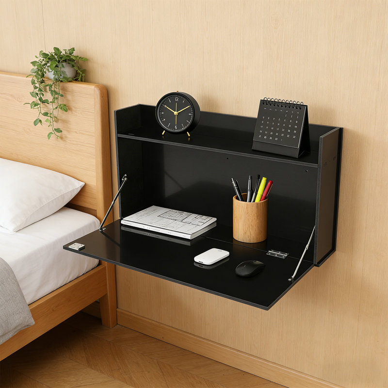 Armoire de bureau murale pliable 29,9 po, Noir