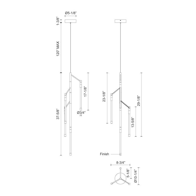 Motif 4 - Light LED Pendant, 37.625" H x 8.75" W x 10.25" D