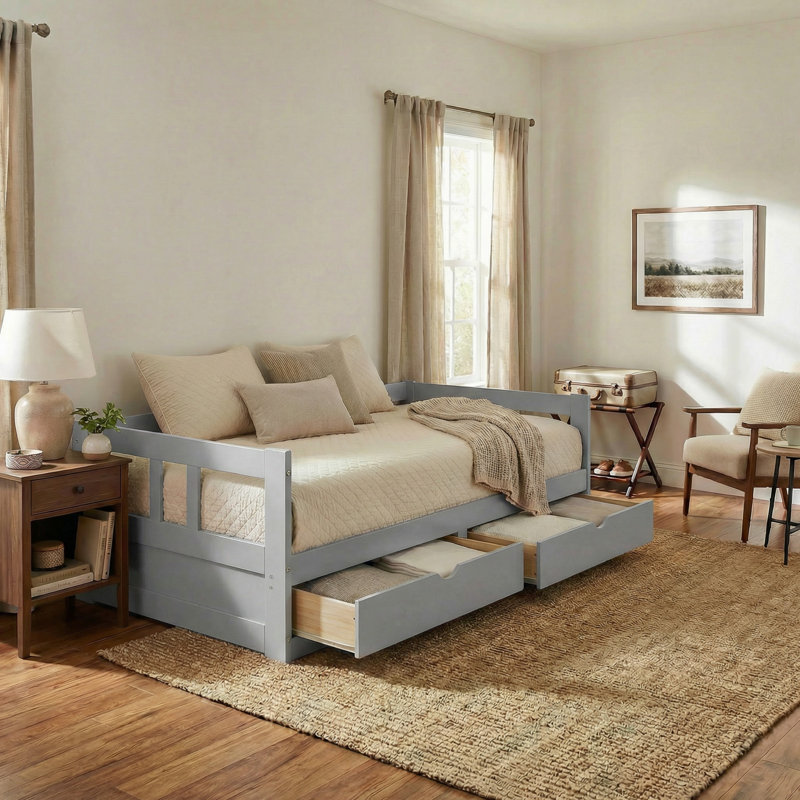 Melody Twin to King Extendable Day Bed with Storage, Dove Gray, Dove Gray