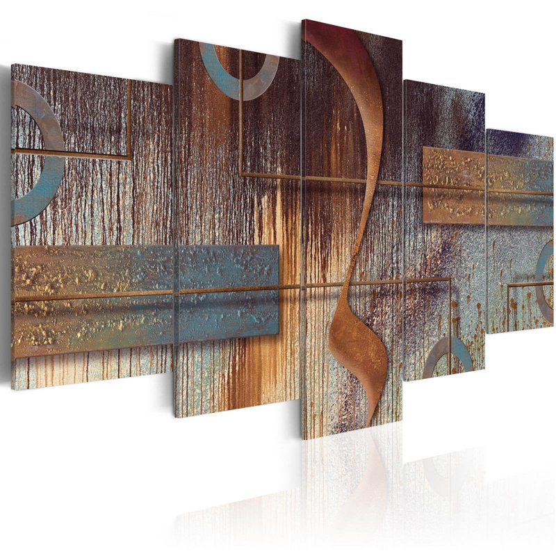 Composition orientale - ensemble de 5 impressions sur toile tendue, H 40 po x l 80 po x P 1 po