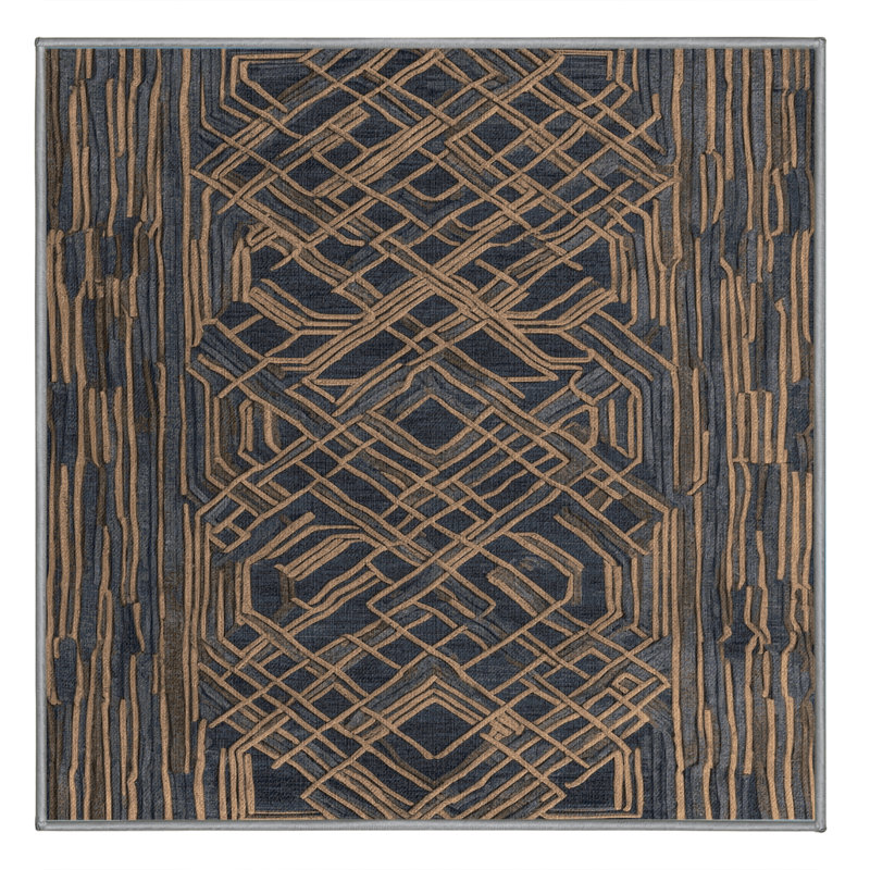 Machine Washable Space Gray Area Rug, Square 4'