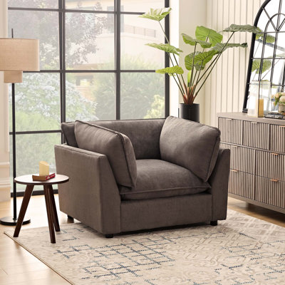 44.49" Wide Upholstered Plush Accent Chair With Square Arms For Living Room Bedroom