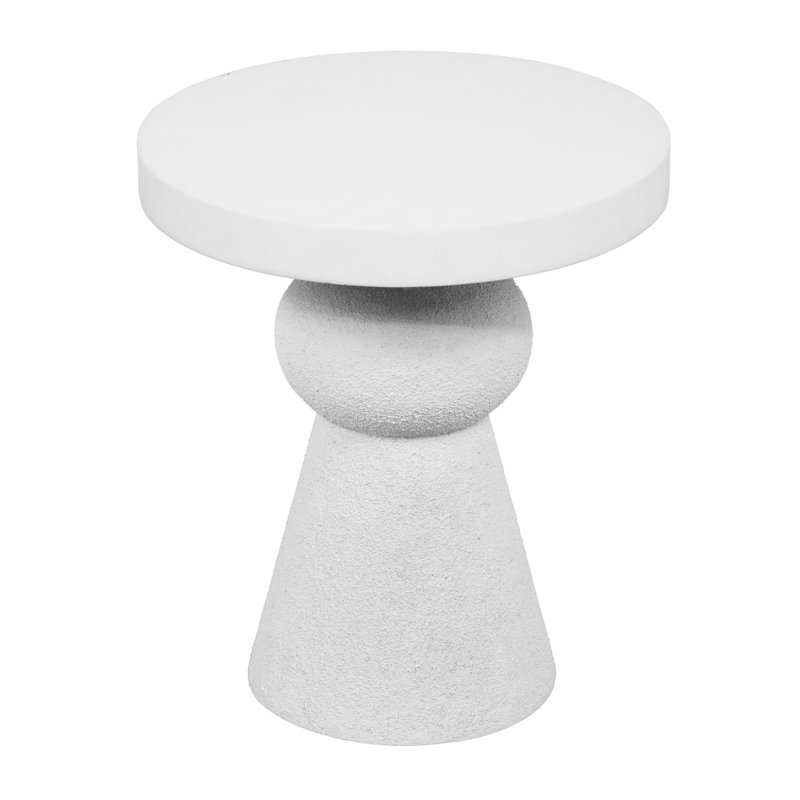 White Round Resin Pedestal End Table
