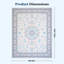 Tapis de sol vintage bleu à motif floral médaillon, lavable à la machine et antidérapant-803229686