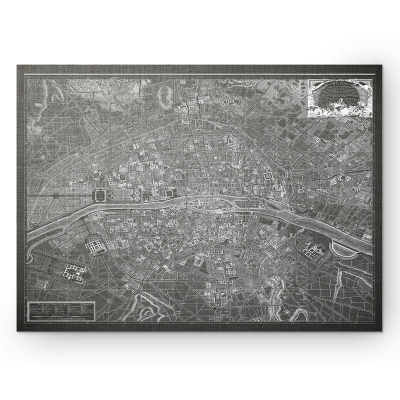 Parisian S croquis de carte - Impression sur toile, H 30 po x l 40 po x P 1,5 po