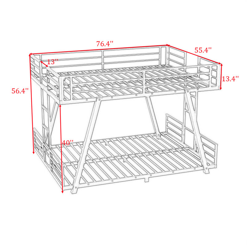 Metal Bunk Bed with Dual Ladders, Full Over Full