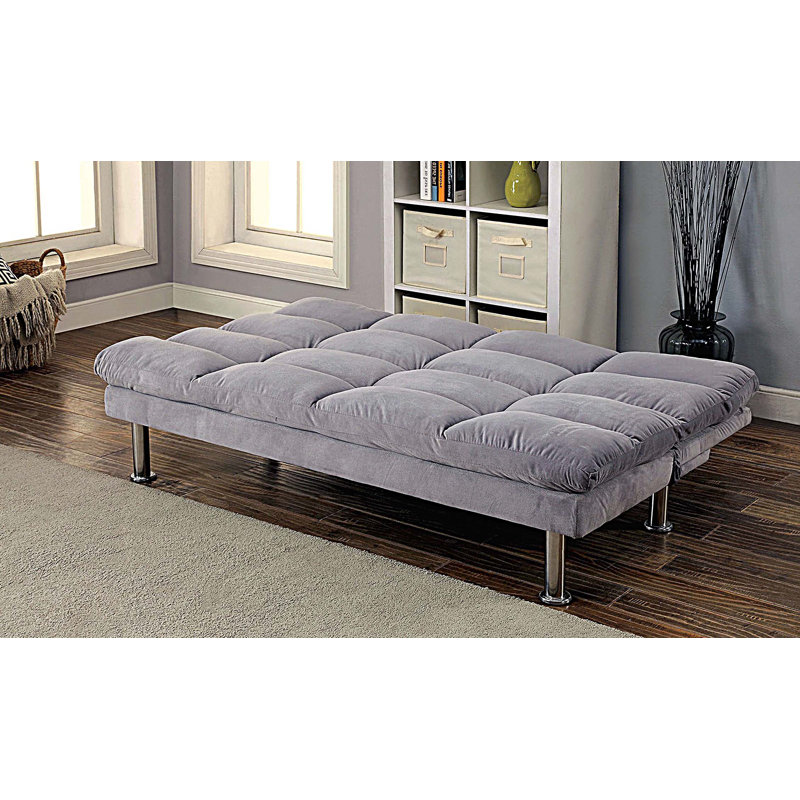 Canapé-lit de style contemporain en microfibre converti en lit avec pieds en chrome, Gris