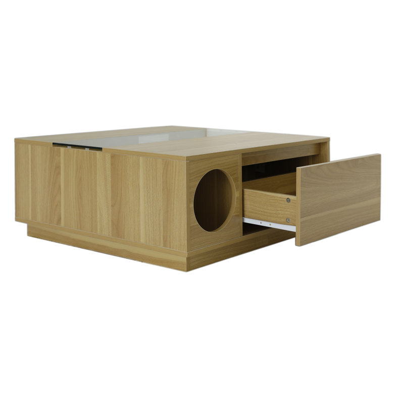 4 Cats & Dogs Coco Coffee Table with a Cat Maze (Walnut), Oak