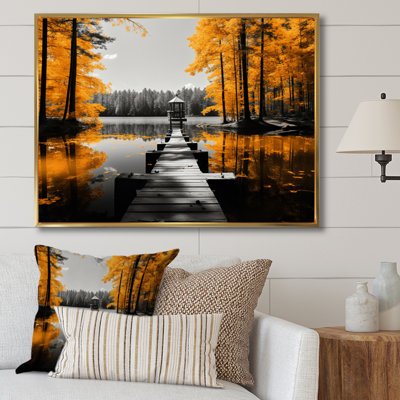 Gold Lakeside Piere - Lake House Cottage Wall Art Living Room