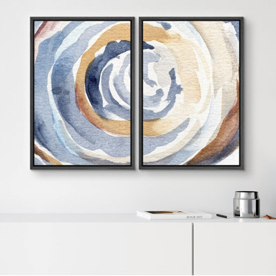 Geometric Blue Watercolor Rings Abstract Shapes Digital Art Modern Art On Canvas 2 Pieces Print -  IDEA4WALL, FCV-B23-2210-YUK69-B.BK-24x36x2