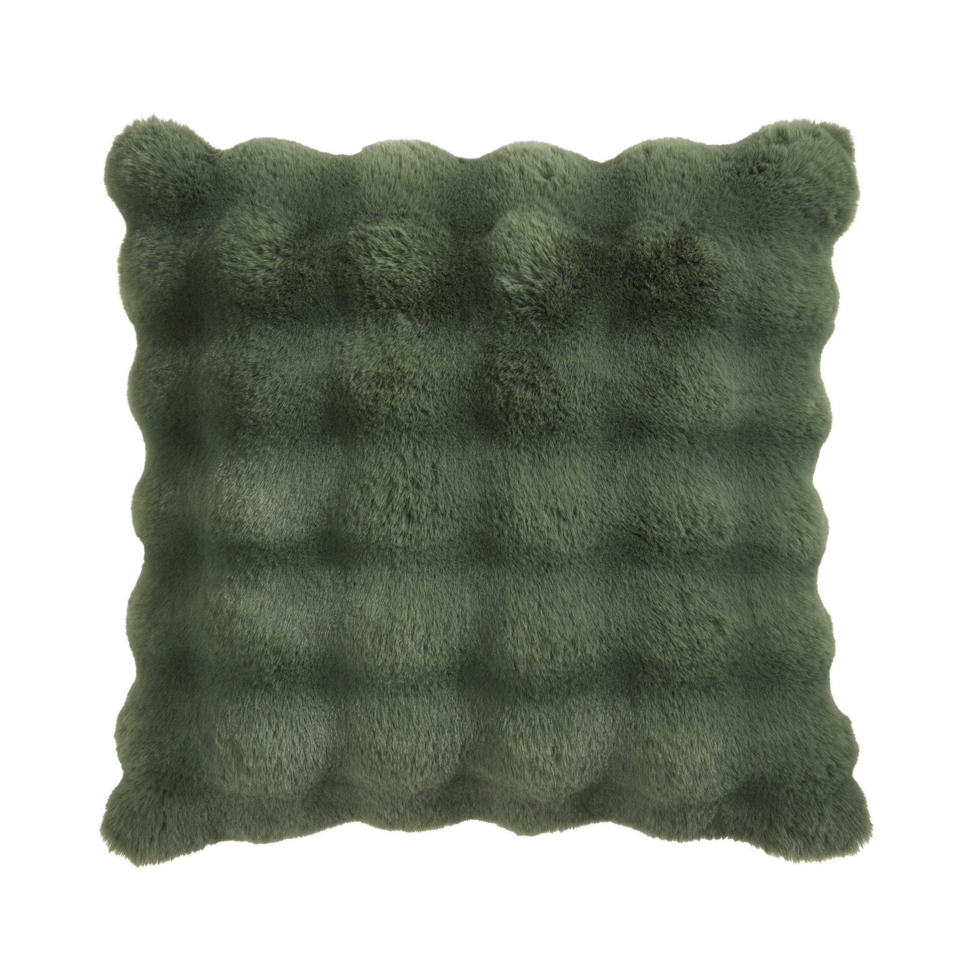 Cozy Bubble Faux Fur Pillow Cover, Polyester, Square 20", Jasper Green