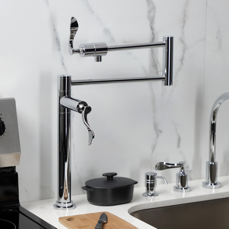 Kingston Brass Century Two-Handle 1-Hole Deck Mount Pot Filler Faucet, Polished Chrome