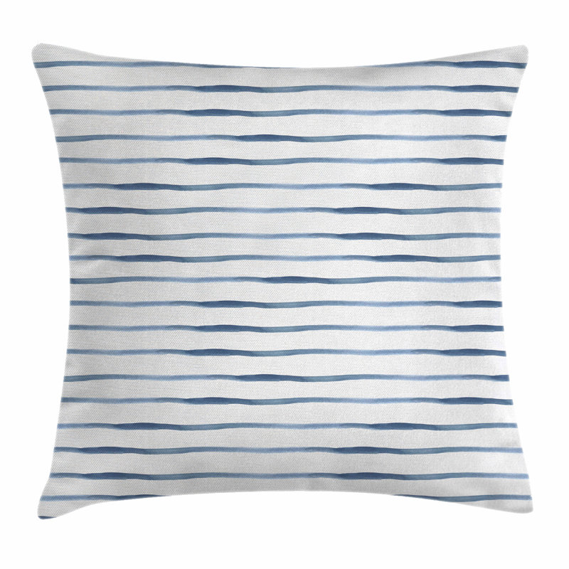 Nautical Blue and White Striped Flannel Throw Pillow