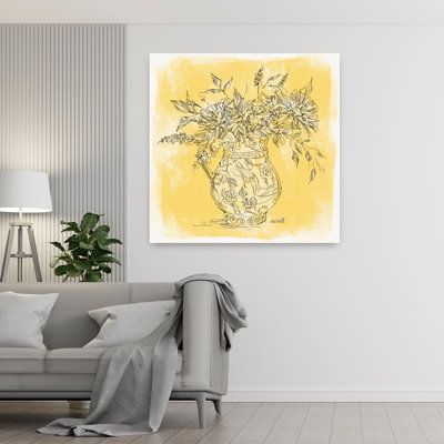 Zinnias contemporains dans un croquis de cruche avec art bouquet noir