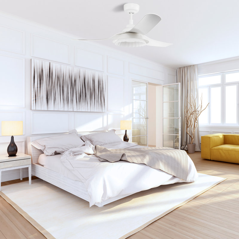 Ventilateur de plafond standard à DEL à 3 pales de 52 po avec télécommande et éclairage inclus.
