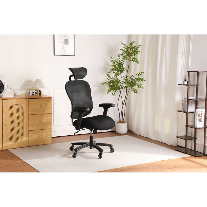 Chaise de bureau 500LBS grande et haute en filet respirant, chaise de jeu avec hauteur de dossier réglable et angle d'appui-tête et support lombaire adaptatif, chaise de bureau d'ordinateur de direction avec accoudoirs relevables en 2 dimensions.