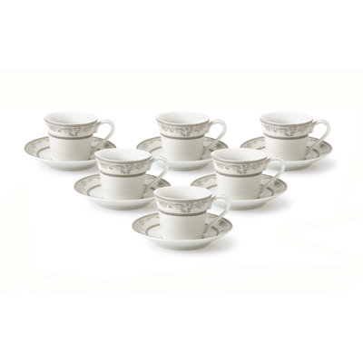 Lorren Home Trends 6 pièces 2OZ. Ensemble de tasses et soucoupes espresso-demi-tasse. Conçu pour le café espresso