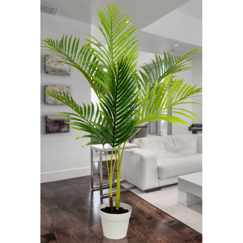 Algreen 54" Faux Palm Tree in White Decorative Planter