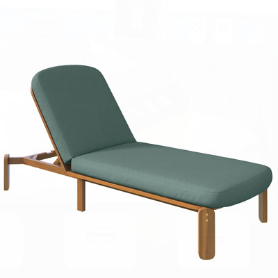 Adjustable Outdoor Chaise Lounge with Thick Cushions and Acacia Wood Frame for Patio, Poolside, or Beach Relaxation