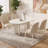 Oval Dining Table Set with 6 Chairs, White & Beige, Dining Room-544615444