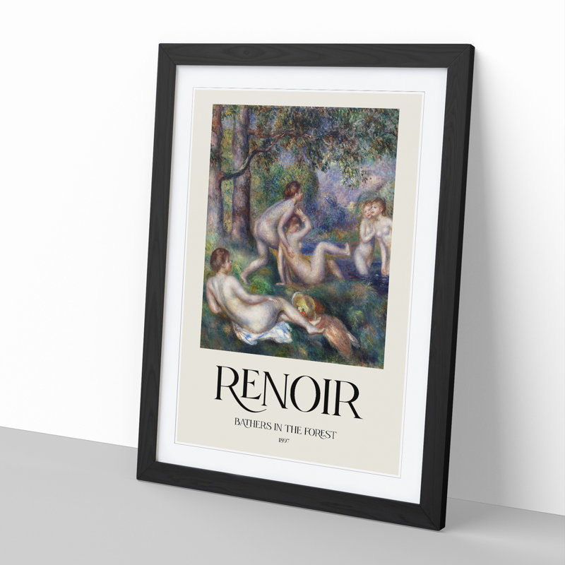 Bathers in the Forest by Pierre-Auguste Renoir - Picture Frame Graphic Art, 48cm H x 36cm W x 2cm D, Black Framed
