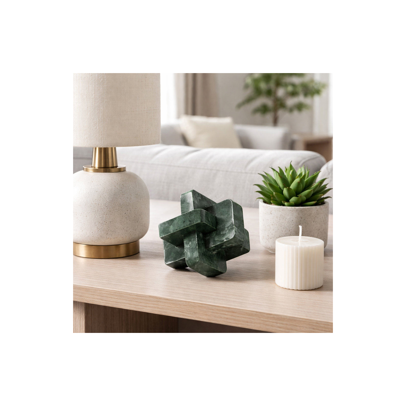 Dimora Green Marble Knots, Ideal Home Accent, 6" H x 6" W x 6" D