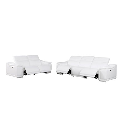 Divanitalia Modular Power Reclining Sofa And  Loveseat Set In Top Grain Italian Leather