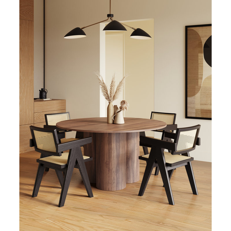  Aldan Round Dining Table, Walnut