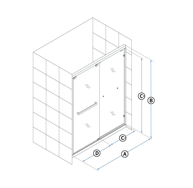 DreamLine Encore 56-60 in. W x 76 in. H Semi-Frameless Bypass Sliding Shower Door