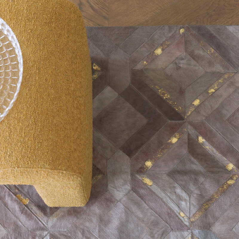 Cowhide Geometric Indoor Rug, Rectangle 5'7" x 7'10"