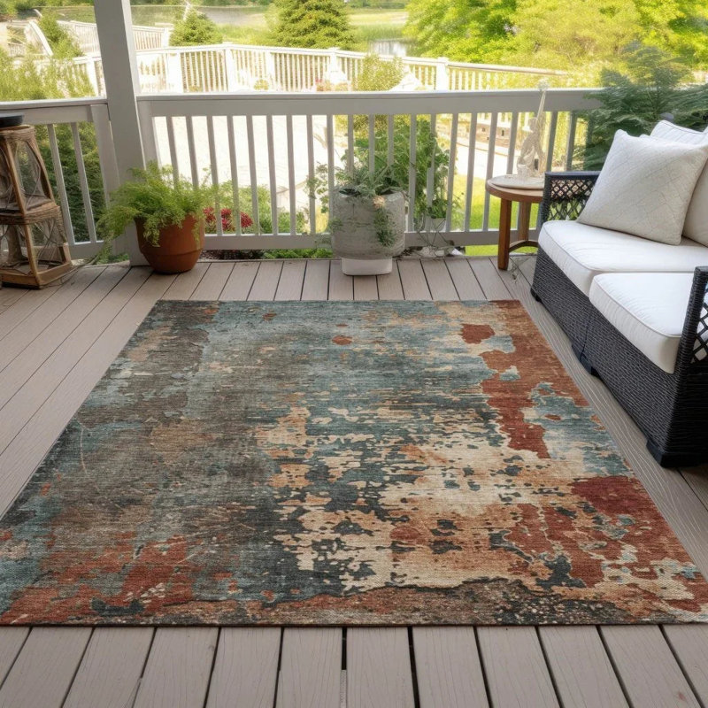 Tapis intérieur / extérieur bleu Elon, 8 pi x 8 pi
