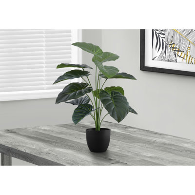 Artificial , 24" Tall In Black Pot, Enhances Home Interior With Leaves Faux Plant Easy-Care Indoor Decoration