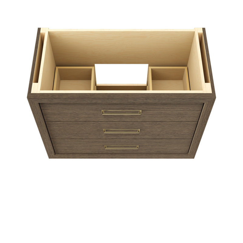 Avalon Three-Drawer Single Bath Vanity, Smoked Modern, Satin Gold, 42"