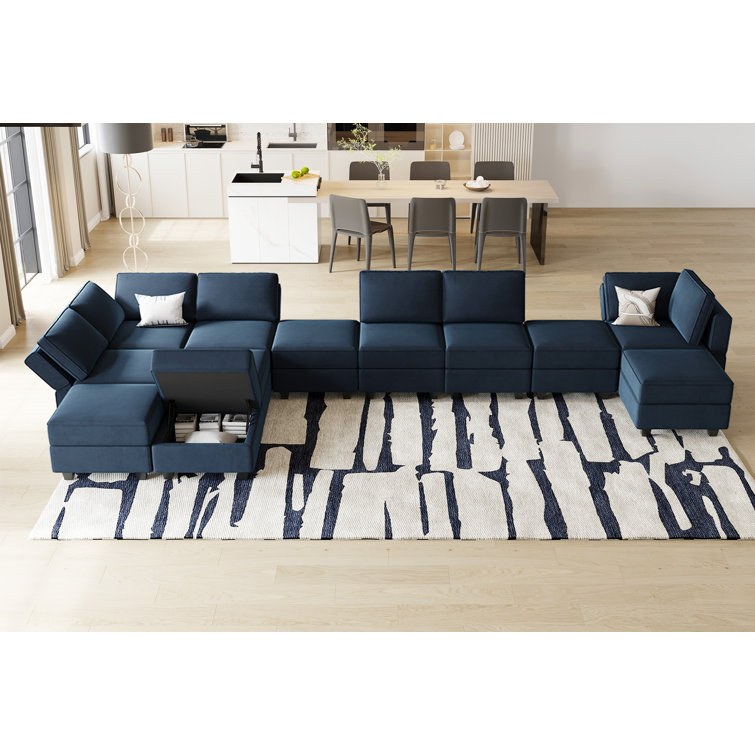 Wylodene 9 - Piece Velvet Reclining Sectional