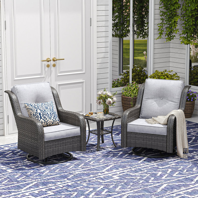 Pe Wicker Outdoor Conversation Sets, Gray Cushion/Gray Frame