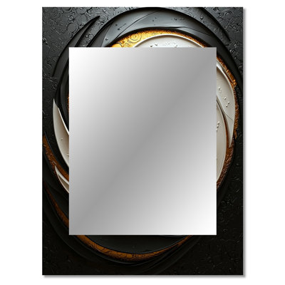 White And Black Botanical Balance - Abstract Spirals Large Wall Mirror, Gold Unique Mirror, Printed Metal Art