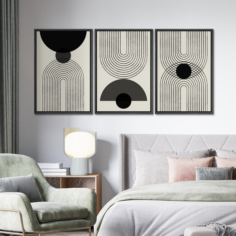 Framed canvas art reproduction Mid-Century, H 24 po x l 16 po, Noir