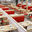 Banc rembourré en similicuir Burger Place Coffee Shop