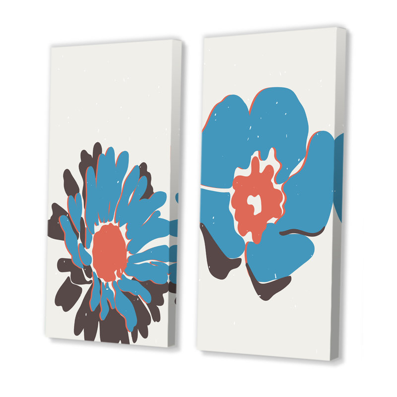 «Vintage Flower Typographie I», ensemble de 2 impressions, Toile tendue, H 20 po x l 24 po x P 1 po