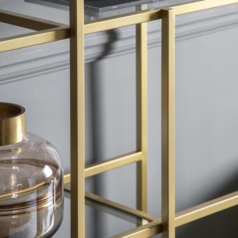 Carmo 150cm H x 70cm W Glass Etagere Bookcase, Champagne