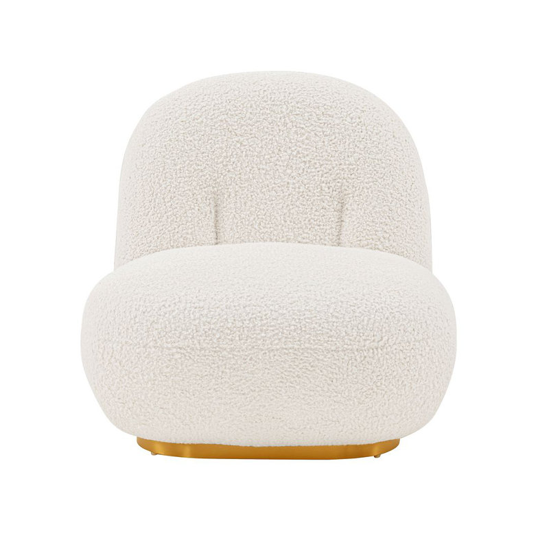 Edina White Velvet and Pine Wood Accent Chair