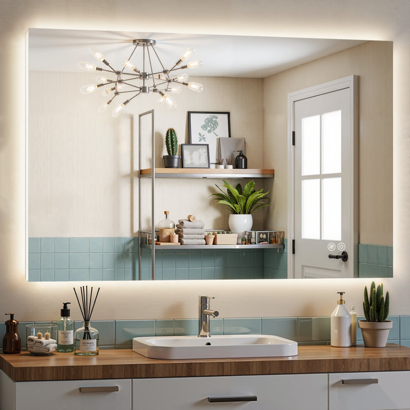 Miroir de salle de bain à DEL rétroéclairé sans cadre Lunara, 40 po x 24 po
