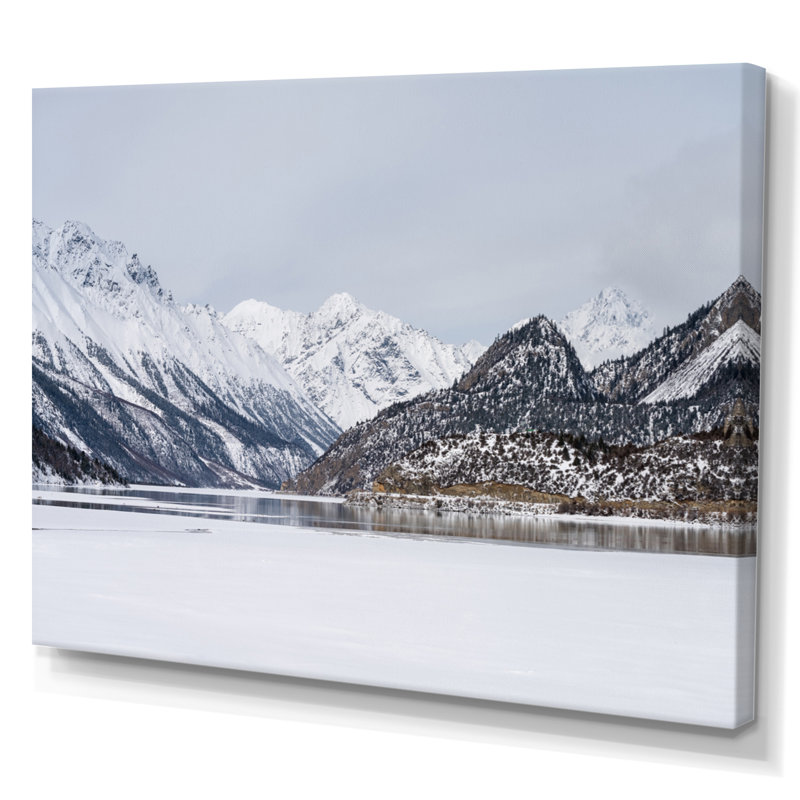 Paysage de lac et de montagne en Alaska I, H 16 po x l 32 po x P 1 po, Toile tendue