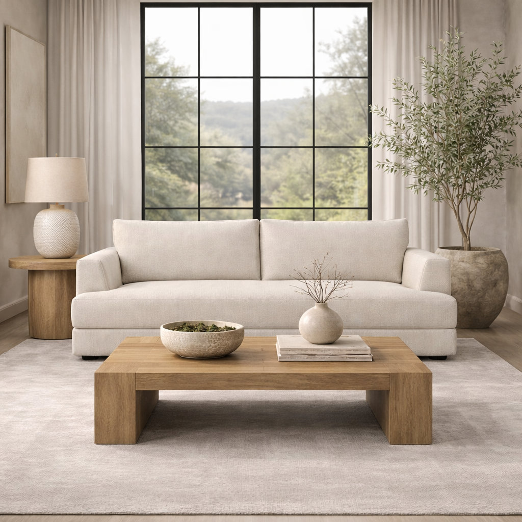 Laguna 96'' Sofa, John Sepia Performance Linen Blend