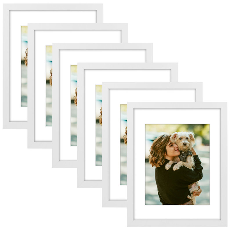 Gallery Frames, With Mat & Plexiglass, Wall/Tabletop Display, White, 11" W x 14" H