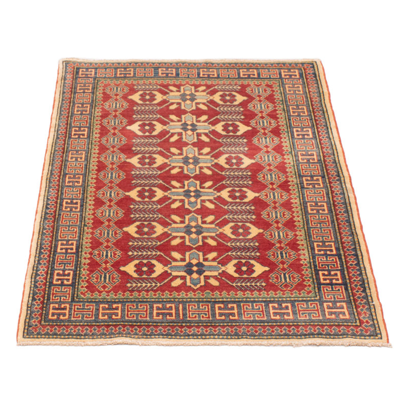 Tapis unique en laine noué à la main 3 pi 9 po x 5 pi 11 po nouvel âge Agnetha en noir / crème / bleu foncé