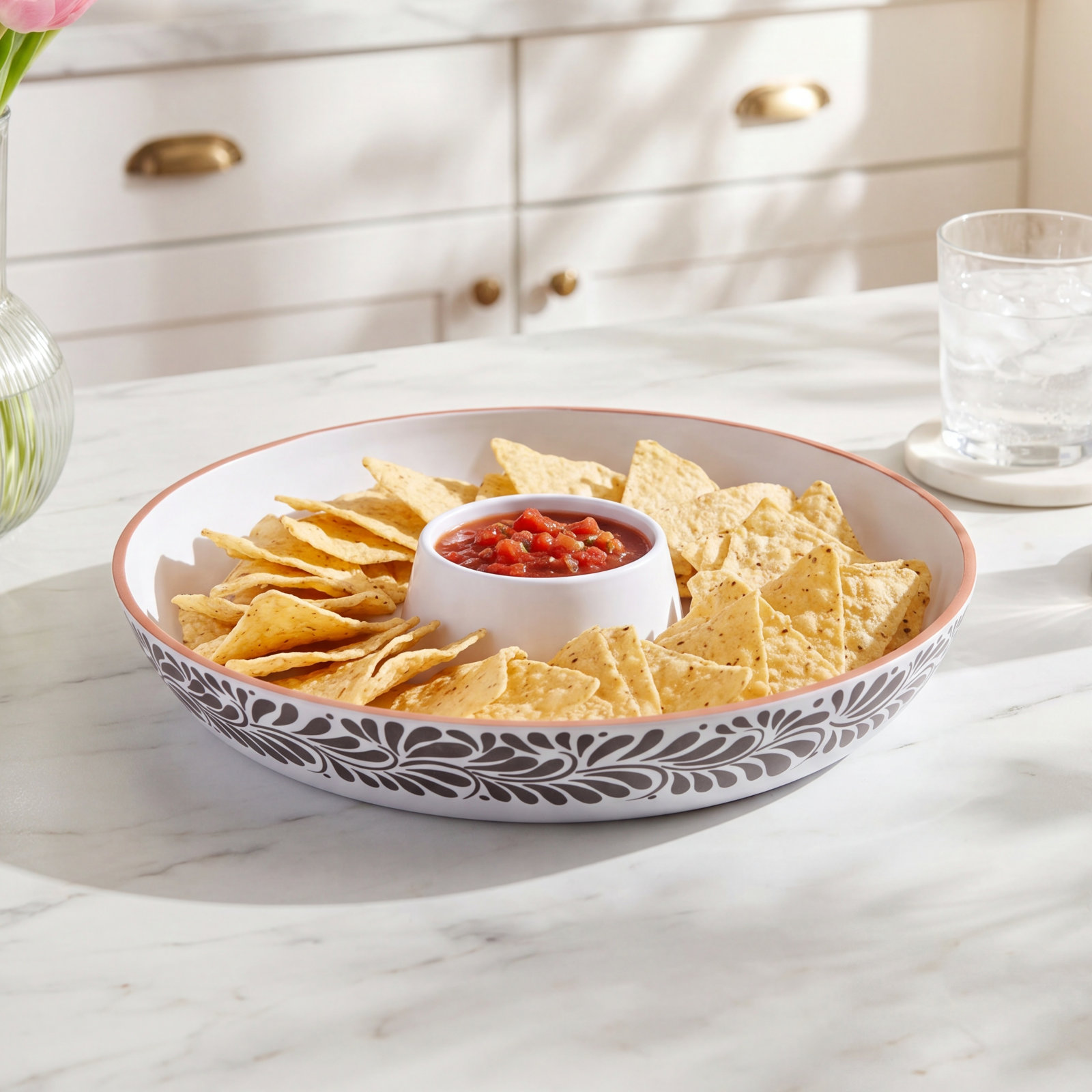 INFUSE Lebrillo Chips and Dip Platter, Black/White