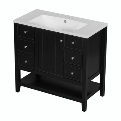 Fillbert 36'' Single Bathroom Vanity with Ceramic Top