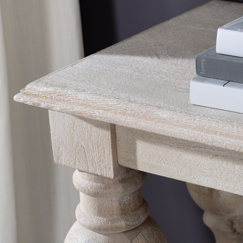 Textured Solid Bleached Wood Console_Sofa Table