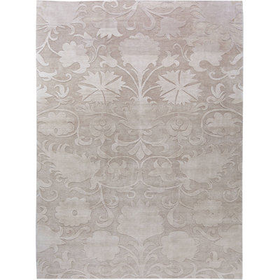 One-of-a-Kind Rectangle 9' X 12' New Age Silk Area Rug in Gray